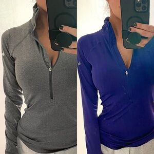 2 Nike dry fit fleece lined long sleeve half zips xs 0
